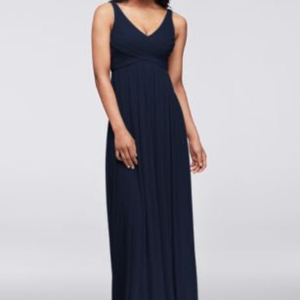 David's Bridal Cowl Back Dress Marine